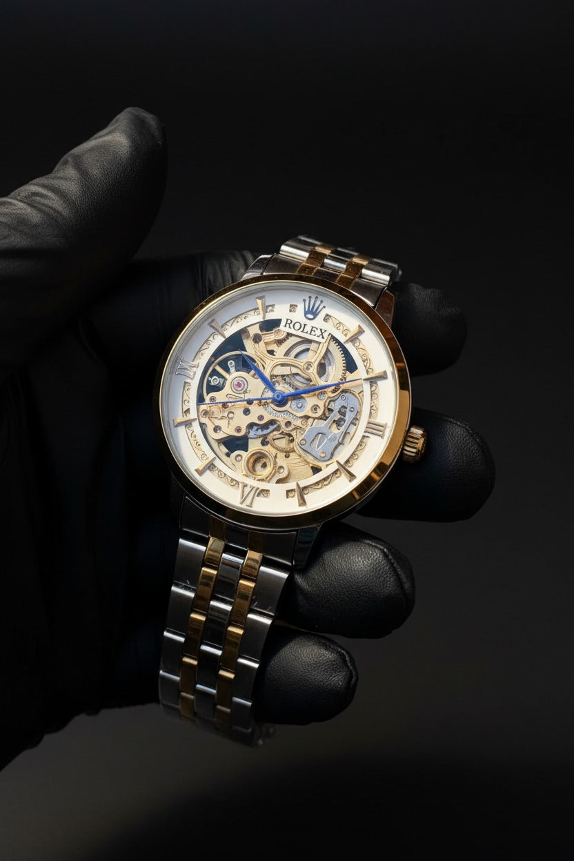 Rolex Luxury Skeleton Dial Men’s Watch – Automatic Mechanical Style