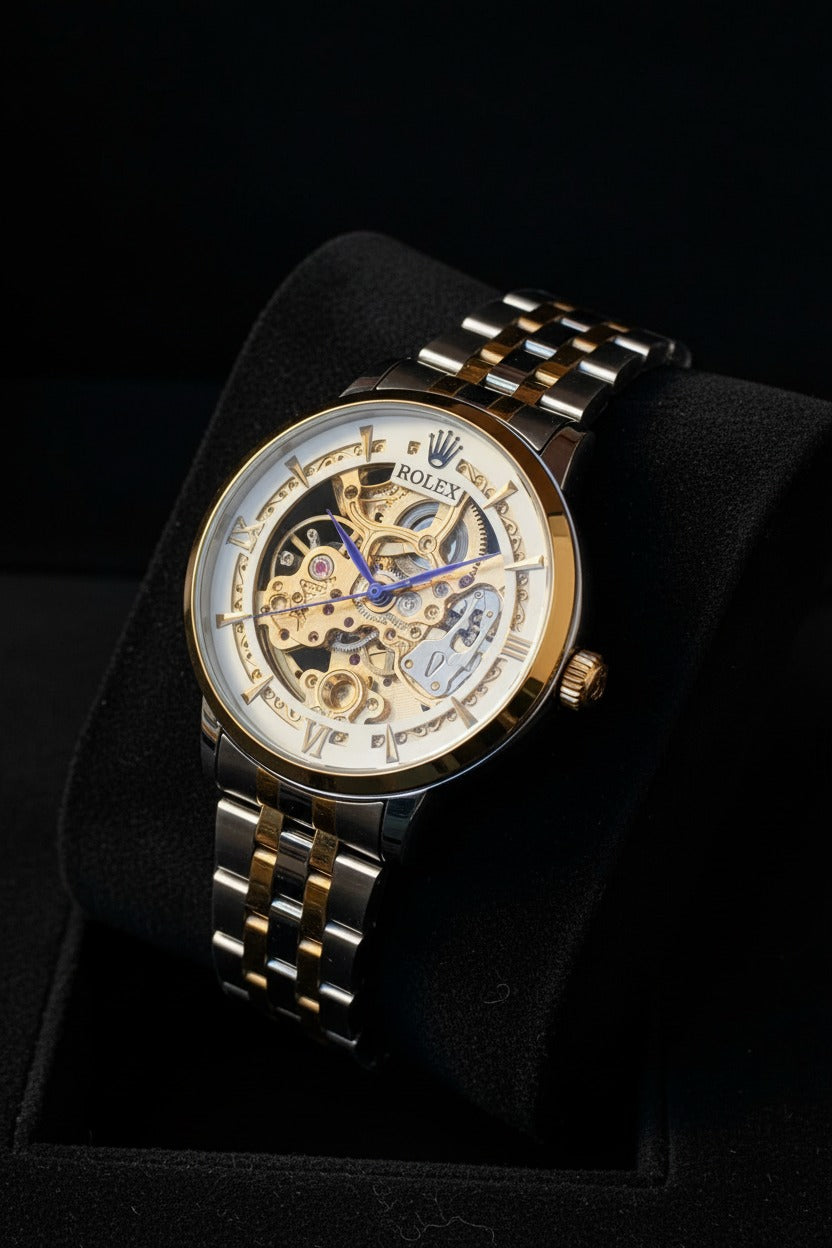 Rolex Luxury Skeleton Dial Men’s Watch – Automatic Mechanical Style