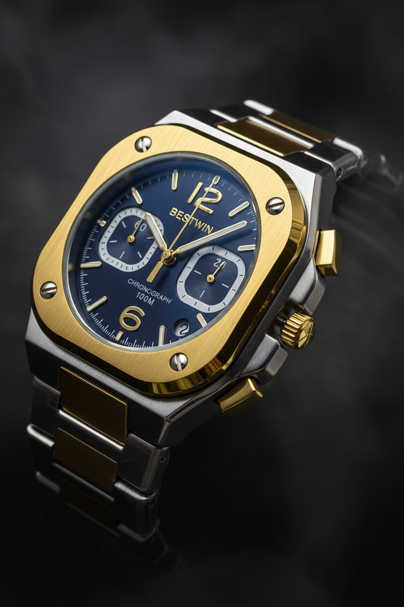 BESTWIN Luxury Two-Tone Chronograph