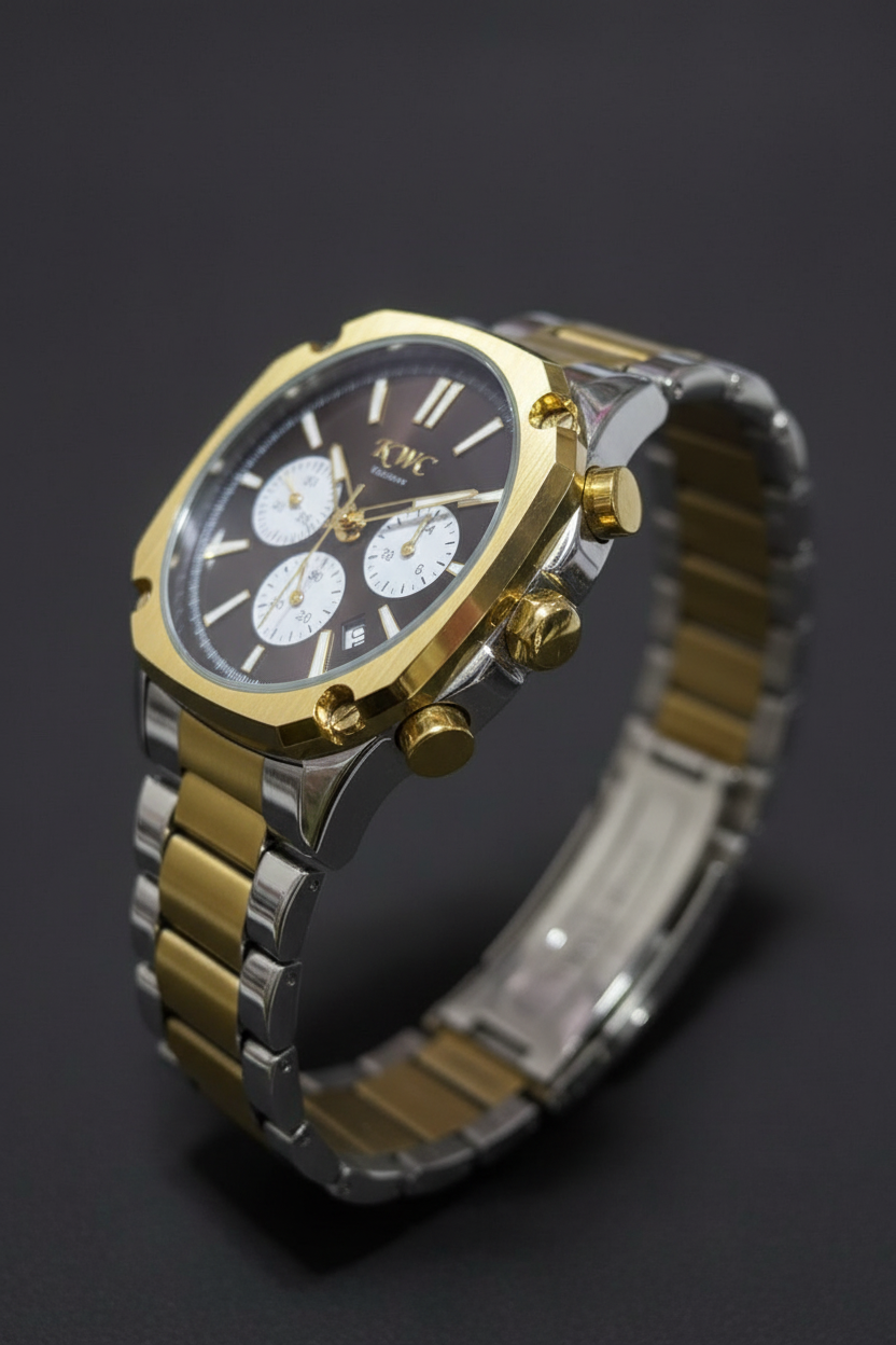 KWC– Black Dial Chronograph with Gold Accents