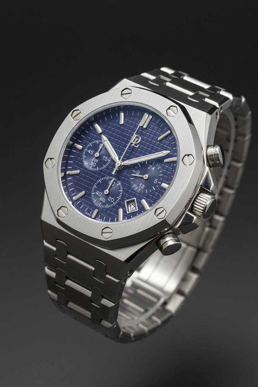 Chronograph with Textured Blue Dial