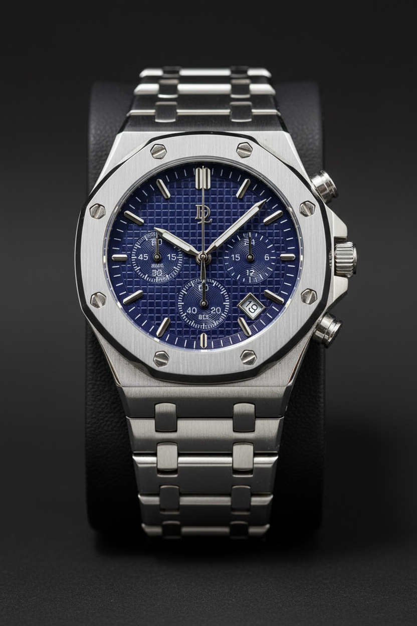 Chronograph with Textured Blue Dial
