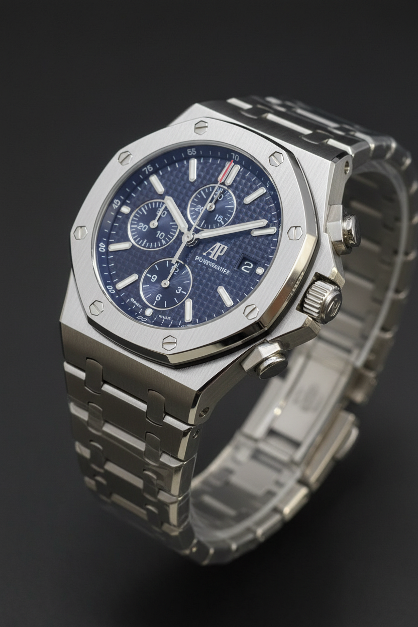 Chronograph with Textured Blue Dial