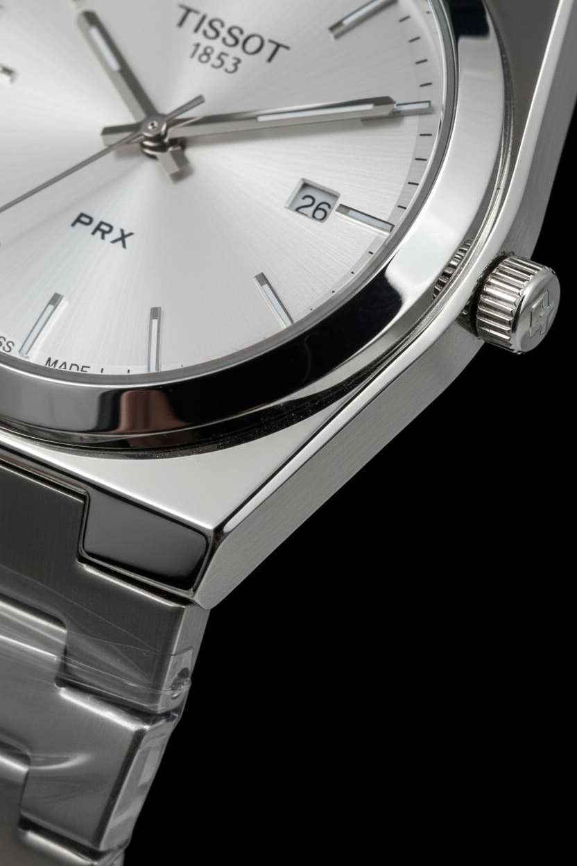 Silver Tissot Watch Crown Detail