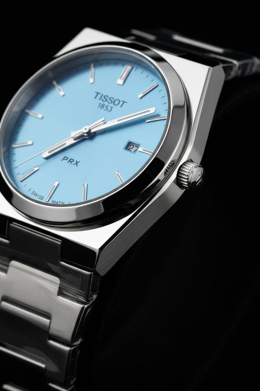 Sky Blue Tissot Watch Crown Detail