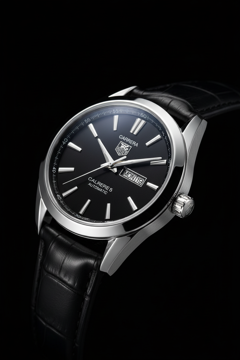 Carrera Calibre | Luxury Black Dial Men’s Watch with Leather Strap