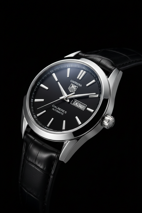 Carrera Calibre | Luxury Black Dial Men’s Watch with Leather Strap