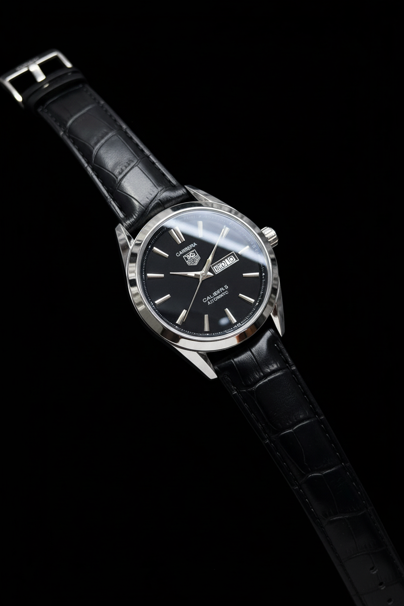 Carrera Calibre | Luxury Black Dial Men’s Watch with Leather Strap