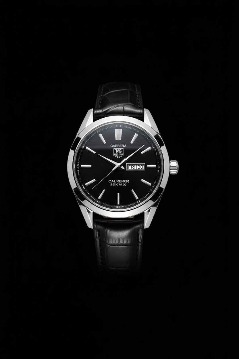 Carrera Calibre | Luxury Black Dial Men’s Watch with Leather Strap